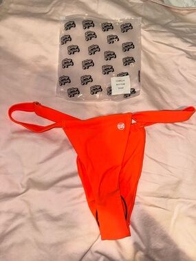 Salty Honey Camilla Bikini Bottom Neon Orange Adjustable Size Small NWT